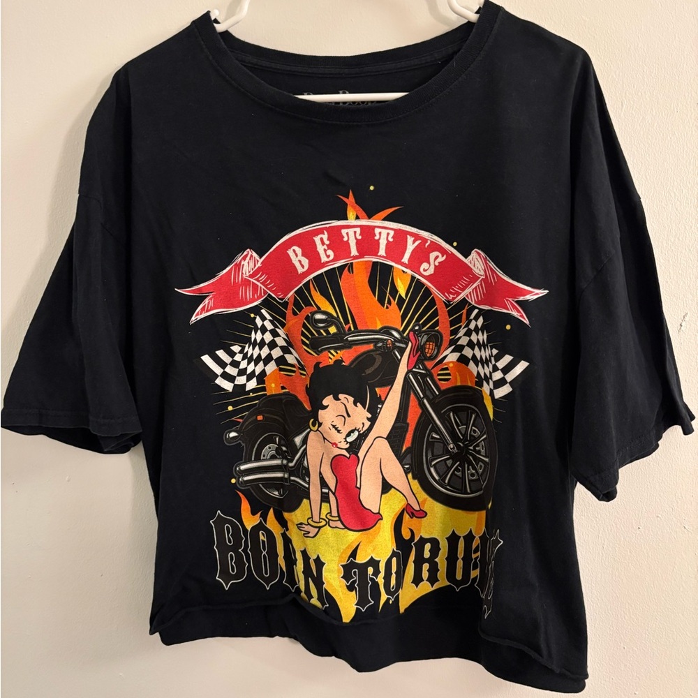 Betty Boop  1X Black Cropped Cotton Tee